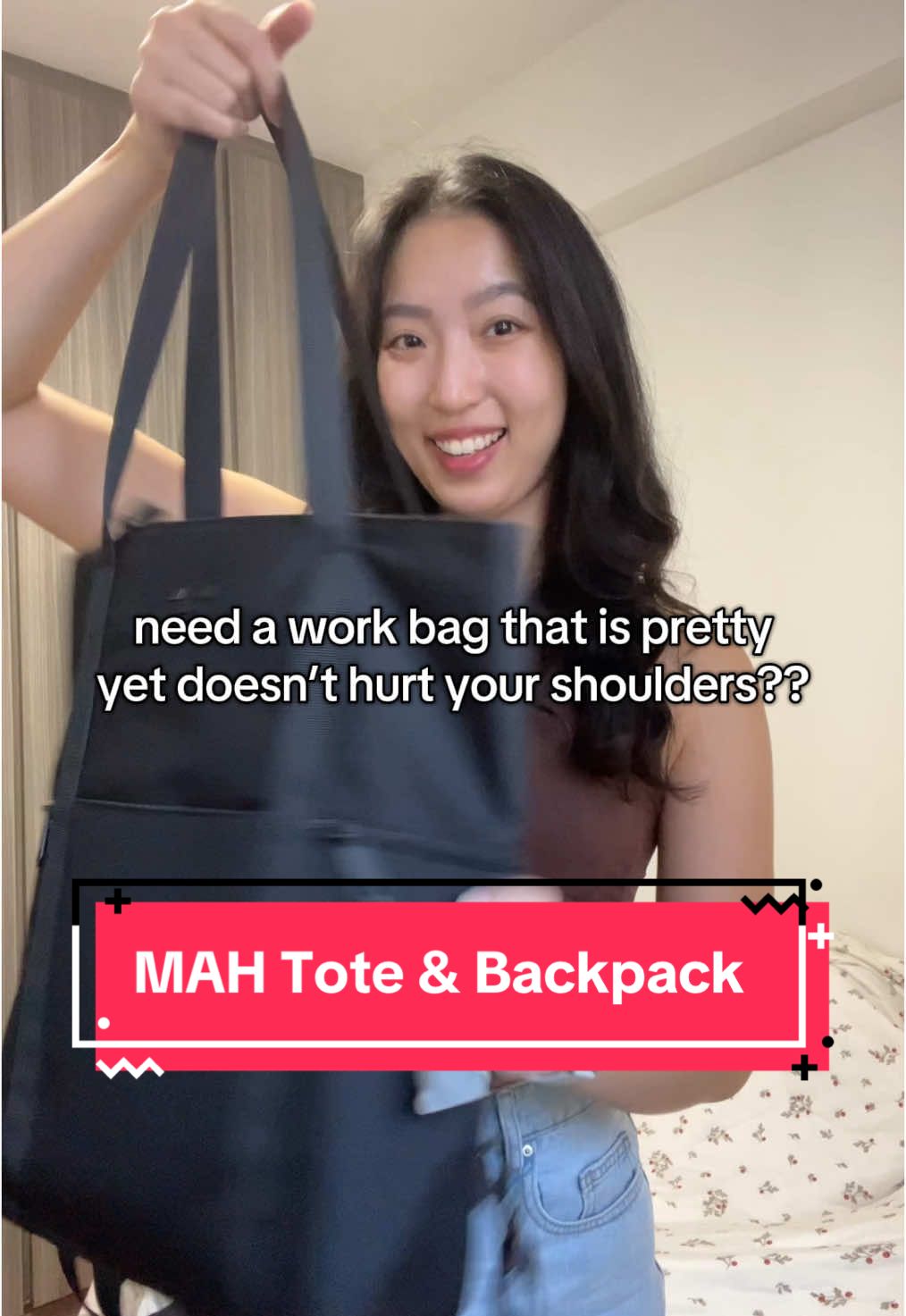 this is my new work bag for now on! i carry it backpack mode on the mrt when fashion doesnt matter, and carry it tote version when i need it to match my outfit! best 2 in 1 bag, function and fashion can exist together, how rare!!  #CreateToWin #fashion #singapore #sgtiktok #bags #shopping #review #mah 