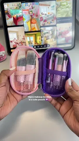 Isa nga lang to pero parang pangbuong vanity mo na siya! perfect for travel or small pouches! 💟  #travelessentials #pouchmakeup #makeupbrusheswithpouch #10pcsbrusheswithpouch #brushwithpouch 
