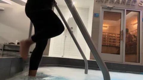 my first cold plunge ever !!! I went in fully clothed for the first time because I was scared. I’ll do it right next time. 10/10 experience 