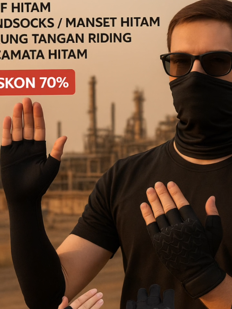 🔥PAKET KOMBO HEMAT🔥 BELI 1 DAPAT 4‼️ Cocok banget buat kamu yang suka touring, riding, atau aktivitas outdoor lainnya! 😎💥 🎁 DAPAT APA AJA? ✅ Buff Hitam (Multifungsi, bisa jadi masker atau penutup leher) ✅ Handsocks / Manset Hitam (Lindungi tangan dari panas matahari) ✅ Sarung Tangan Riding (Anti slip & nyaman dipakai) ✅ Kacamata Hitam (Gaya maksimal, mata terlindungi) 💣 DISKON 70% ‼️ Stok terbatas, buruan checkout sekarang sebelum kehabisan‼️ 🎥 Cek video selengkapnya dan lihat kualitasnya langsung! 🛒 Klik link di bio buat order sekarang! #paketriding #aksesorismotor #buffhitam #sarungtanganmotor #kacamatahype #tiktokshop #diskonbesar #touringstyle 