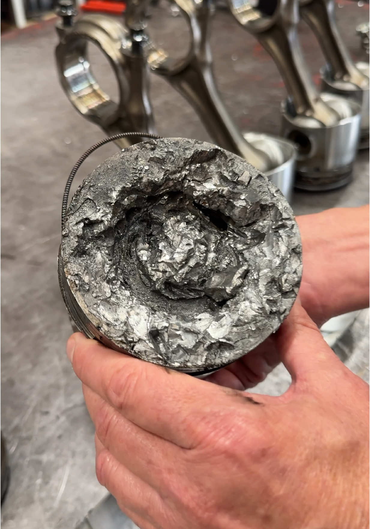 Diesel cylinder failure caused by an injector #autoshop #truckrepair #autorepair #enginebuilder 