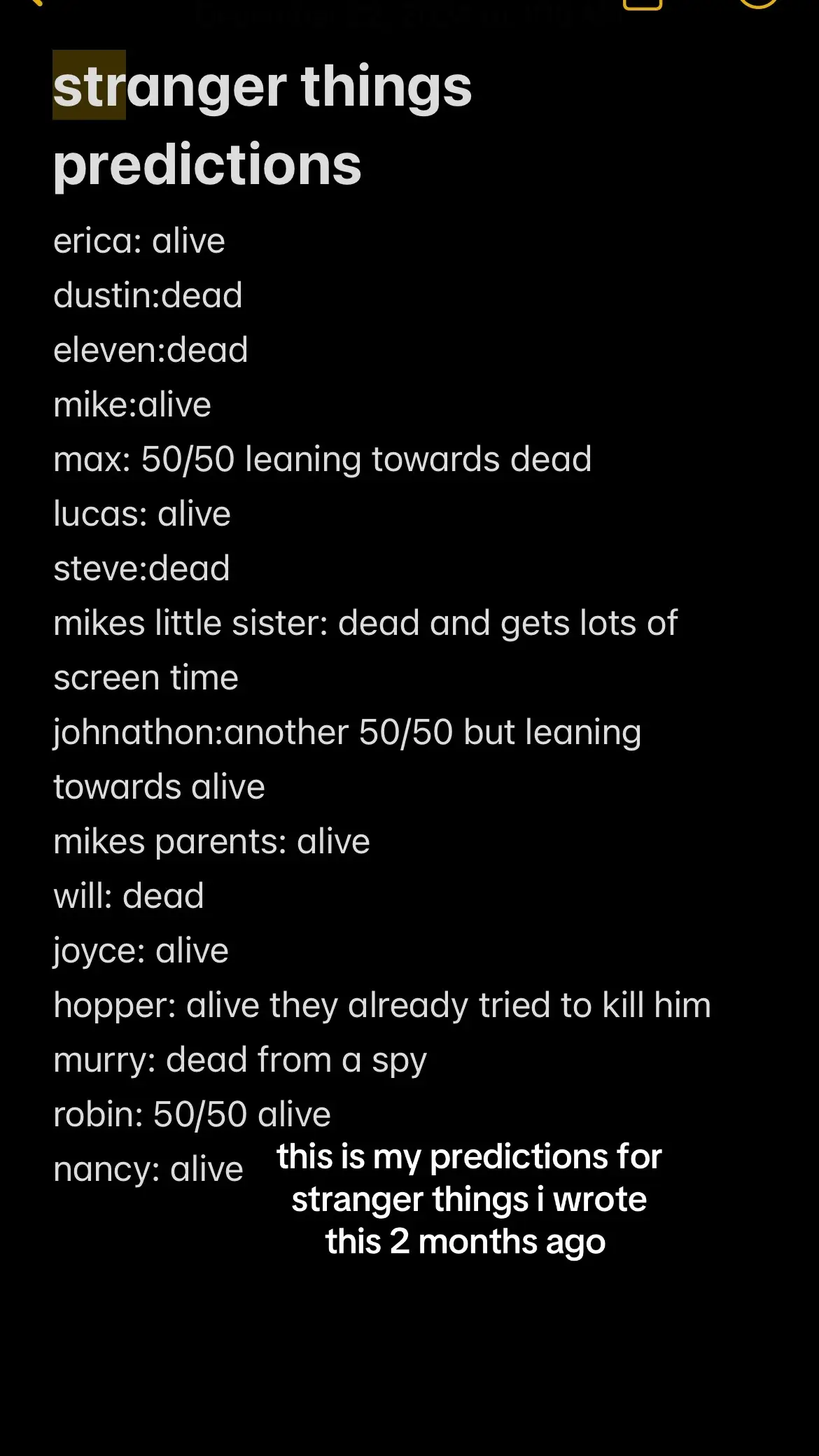 i’m very confident in this list too #strangerthings #fyp #strangerthings4 