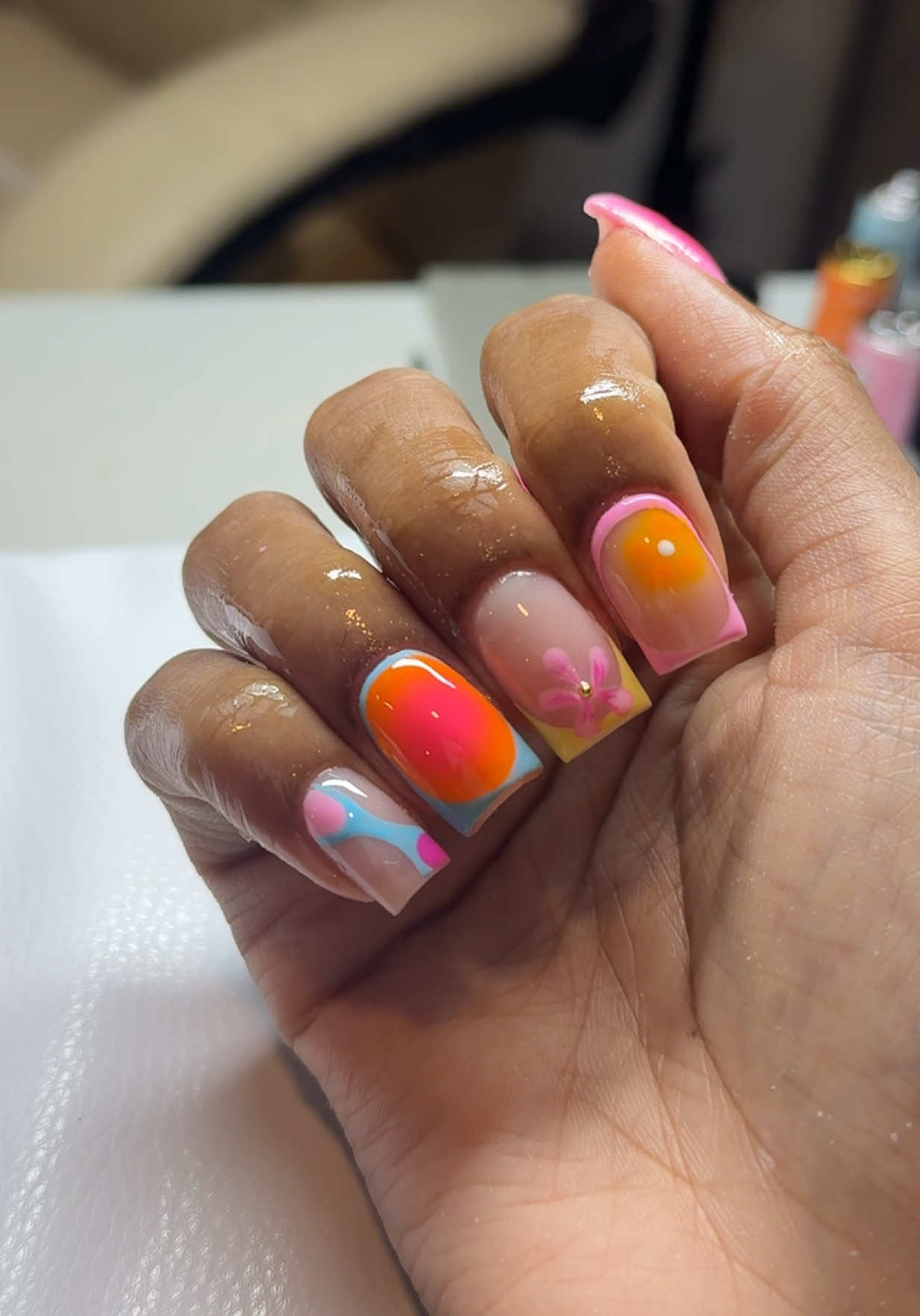 summer nail designs start now! 🌅🌺🍹🏖️ #blackgirltiktok #foryoupage #fyp #nails #nailappointment #nailvlog 