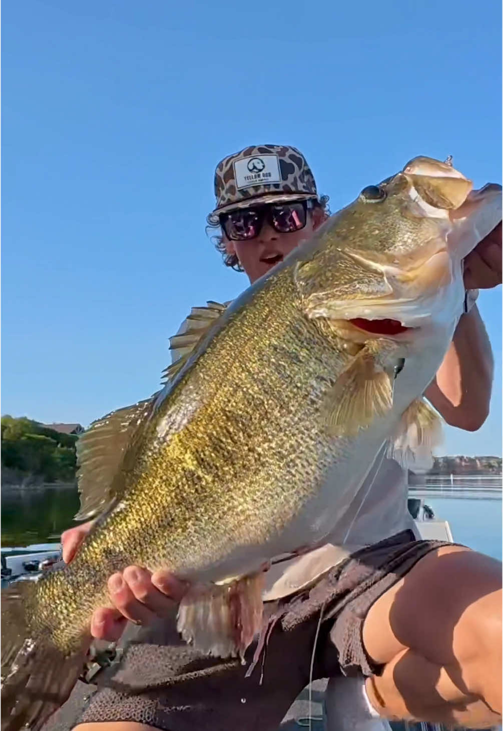 Possum Kingdom GIANT on the @6th Sense Fishing panorama!👊🏼  She went 12 pounds 11 ounces and that secured a 46 pound bag! #bassfishing #texas #6thsensefishing #yellowdogtacklesupply #ucallrods #waterlandco 