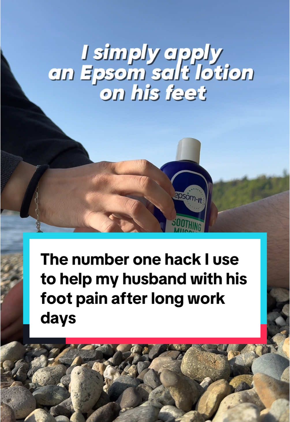 The number one hack I use to help my husband with his foot pain after long work days #epsomsalt #magnesiumlotion 