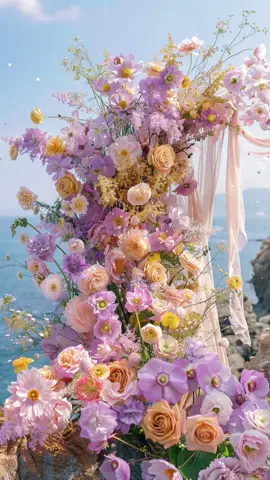 今日はどの花のプリンセス💐 海風に揺れる花びらたち あなたはどの色に惹かれる❓ #今日はどのプリンセス   #夢色ブーケ   #海辺の花   #プリンセス気分   #FairytaleFlowers   #SeasideBouquet   #FloralFantasy   #WhimsicalStyle   #OnceUponABouquet   #FlowerArtDaily #papico 