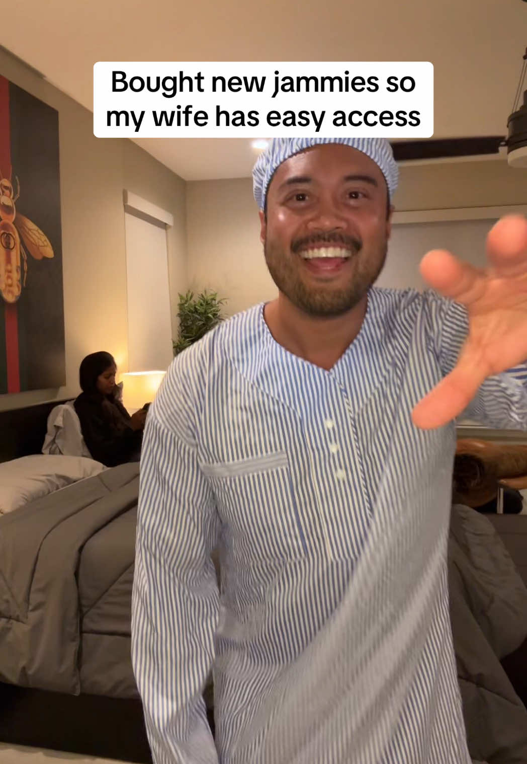 Jammies come with candle holder and candle 🤣 Get them for your man NOW!!! Find them in my showcase in my profile! The sheer sexiness was too much for her 🙈😭💀🤣  #marriedlife #wife #husband #husbandwife 