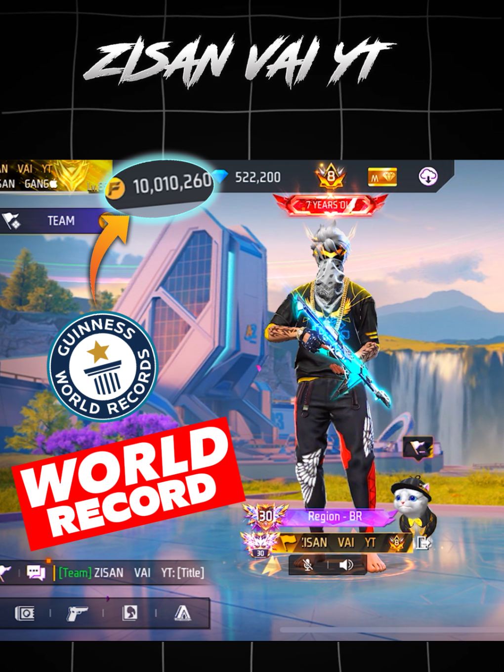 Global Top-1/ 10M Gold World Record ZISAN VAI YT #zisanvaiyt @Garena Free Fire Bangladesh 