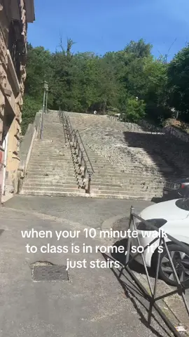 i’m sweating, out of breath, and calves burning after this walk everyday, but beyond grateful #rome #stairs #italy #studyabroad #walk #relatable  #fyp 