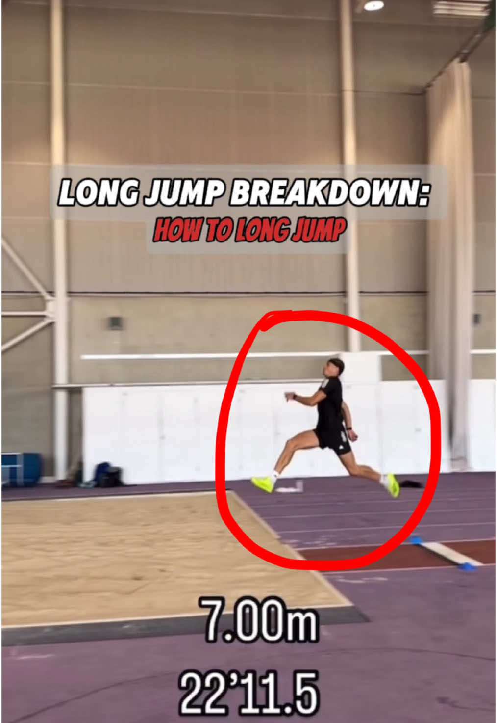 Its about being able to:  - Push through your first leg - Lowering your center of mass in the penultimate - Swing the penultimate leg through like a lever (stiff) - PULL the penultimate leg down, back under you - Transferring the energy and force you have generated in a single leg pin squat - Finishing the jump through the entire posterior chain Follow for more science-based sports performance content to help you become a better athlete ✅ Want to train with me 1-on-1? DM me “COACHING” or click the link in my bio to apply for private coaching. #trackcoach #trackandfield #nextlevel #collegeathlete #d1athlete #LONGJUMP #speeddevelopment #strengthdevelopment #speedtraining #creatorsearchinsights 