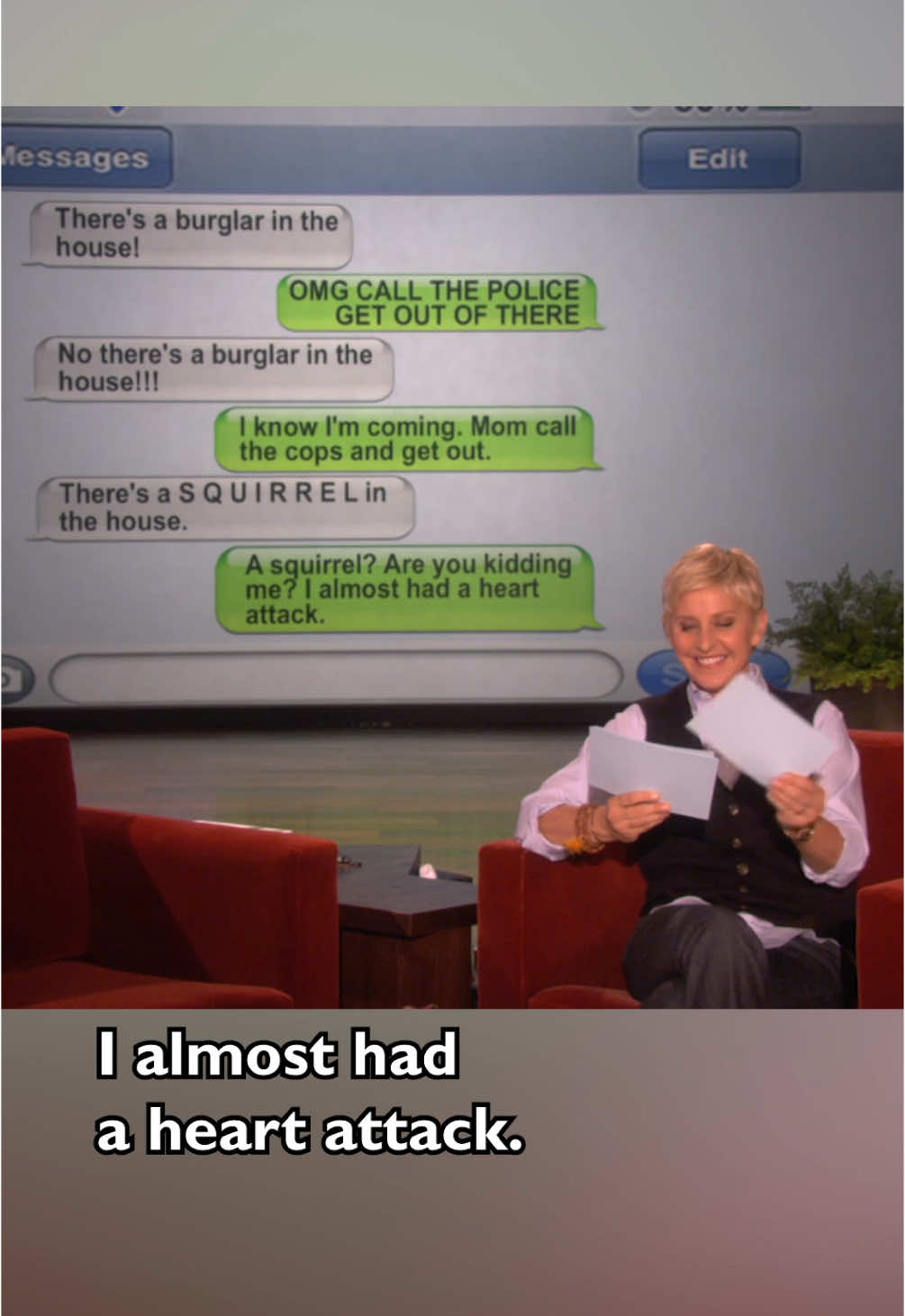 There’s nothing worse than when you look at your phone and realize you texted the wrong thong.  #theellenshow #autocorrect #fail #clumbsythumbsy 