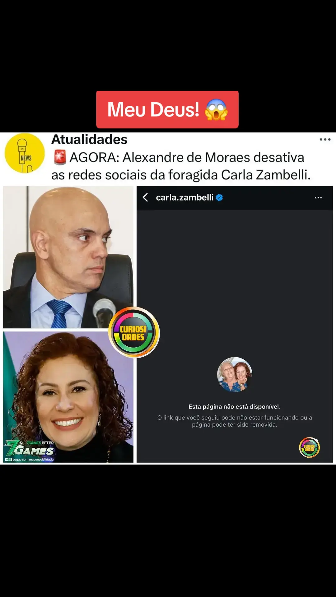 O ministro do STF, Alexandre de Moraes, determinou o bloqueio das redes sociais da deputada Carla Zambelli(PL-SP), inclusive as que ela transferiu para sua mãe, Rita Zambelli, na tentativa de evitar sanções. As plataformas têm duas horas para cumprir a ordem, sob pena de multa diária de R$ 100 mil - o Instagram já cumpriu a ordem e fez o bloqueio. Moraes também exigiu a preservação dos conteúdos e os dados cadastrais das contas, além de aplicar multa de R$ 50 mil caso Zambelli continue publicando conteúdos considerados criminosos, mesmo por meio de terceiros. Após anunciar que fugiu do Brasil e está nos EUA, a deputada alegou que a medida atinge sua família e chamou as ações de 