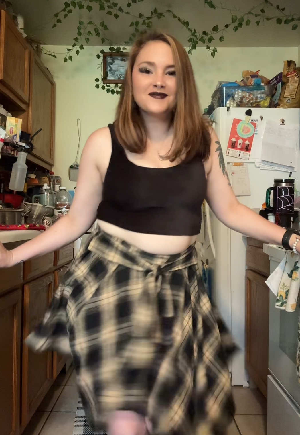 OOTD 🖤🫶🏻🖤 #flannel #plaidskirt #alt #altmom #momtiktok #momsover30 #disabled #altfashion #alternative #grunge 
