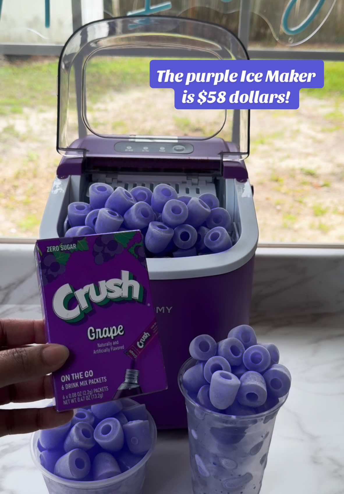Look how purple so pretty! Bullet Ice Maker only $58 dollars! #trending #summersale #icemaker #fyp #icetok #TikTokShop #deals #summervibes 