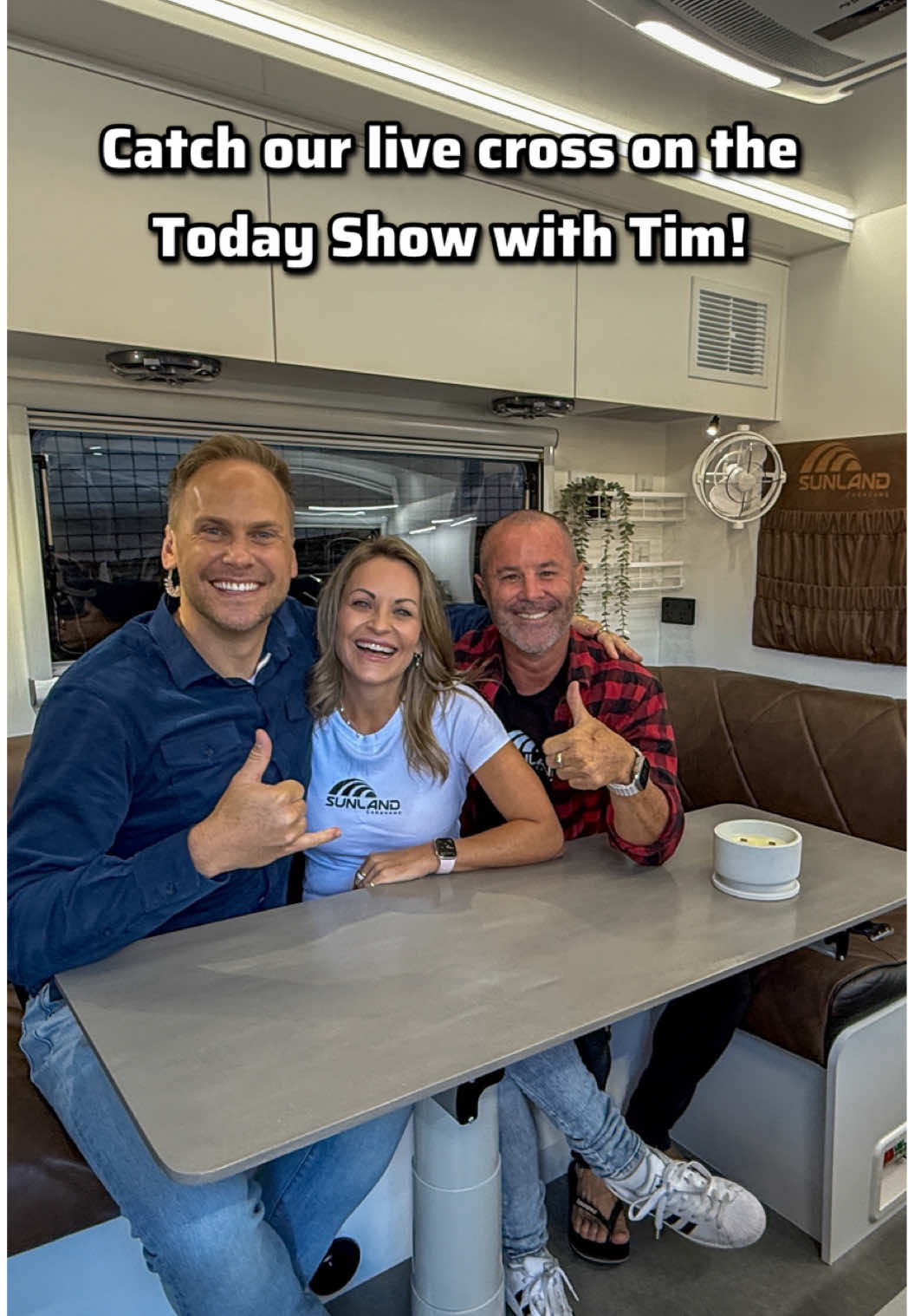 TV time! 📺😁 We went LIVE on Channel 9’s Today Show this morning with the one & only Tim Davies – and he’s every bit as funny, kind & down-to-earth as he seems on TV (absolute legend!) 🙌🏼 He was genuinely blown away by the van, obsessed with the truck – and made the whole experience such a blast. We had a laugh, shared some of our fav Aussie spots (the Outback, the Kimberley/Gibb River Road & Tassie), and gave everyone a sneak peek into our life on the road with ADU. If you missed it, no worries – we’ve got the full live cross right here for you to watch. 🎥 Hit play & check it out – such a fun way to kick off Day 2 at the Caravan Show!  Let us know if you love the locations we chose to share… or what you’d choose!  #AussieDestinationsUnknown  #TodayShow #TimDavies #VanLifeAustralia #FullTimeTravel #SunlandLTD #SunlandCaravans #SilveradoHD #ADUxGMSV #RuggedUSAImports #KChilites #KMCWheels #BigDogBuilds #fyp #foryou #foryoupage@Big.Dog.Builds @Chevrolet @KC Hilites - The Original 