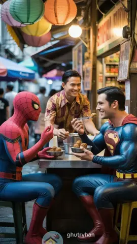 Si mamangnya malah ikut makan.. wkwkw.. #spiderman #superman #aisuperheroes