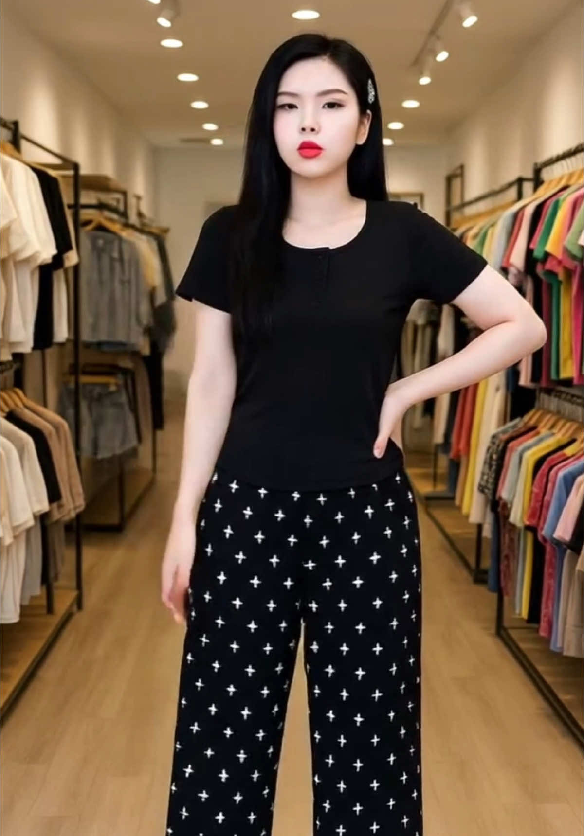 Đồ bộ dài cho nữ áo thun quần dài ống suôn #doxinh4mua #doxinh #xuhuongthoitrang #doboxinh #quandaiongsuong #dobomacnha 