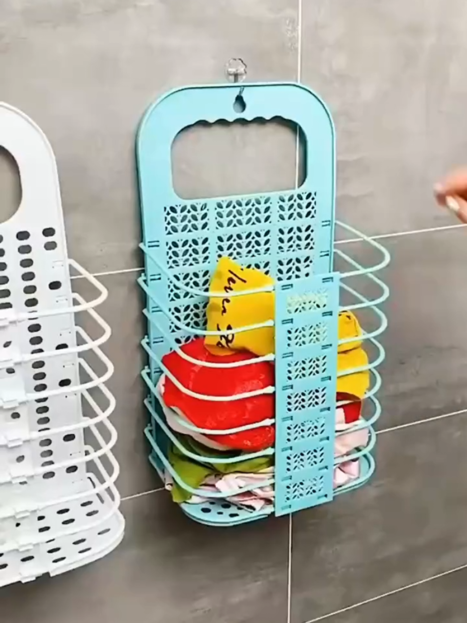 Wall Hanging Laundry Basket Folding Bathrokn Household Storage Basket Laundry Basket Organiser Hangable