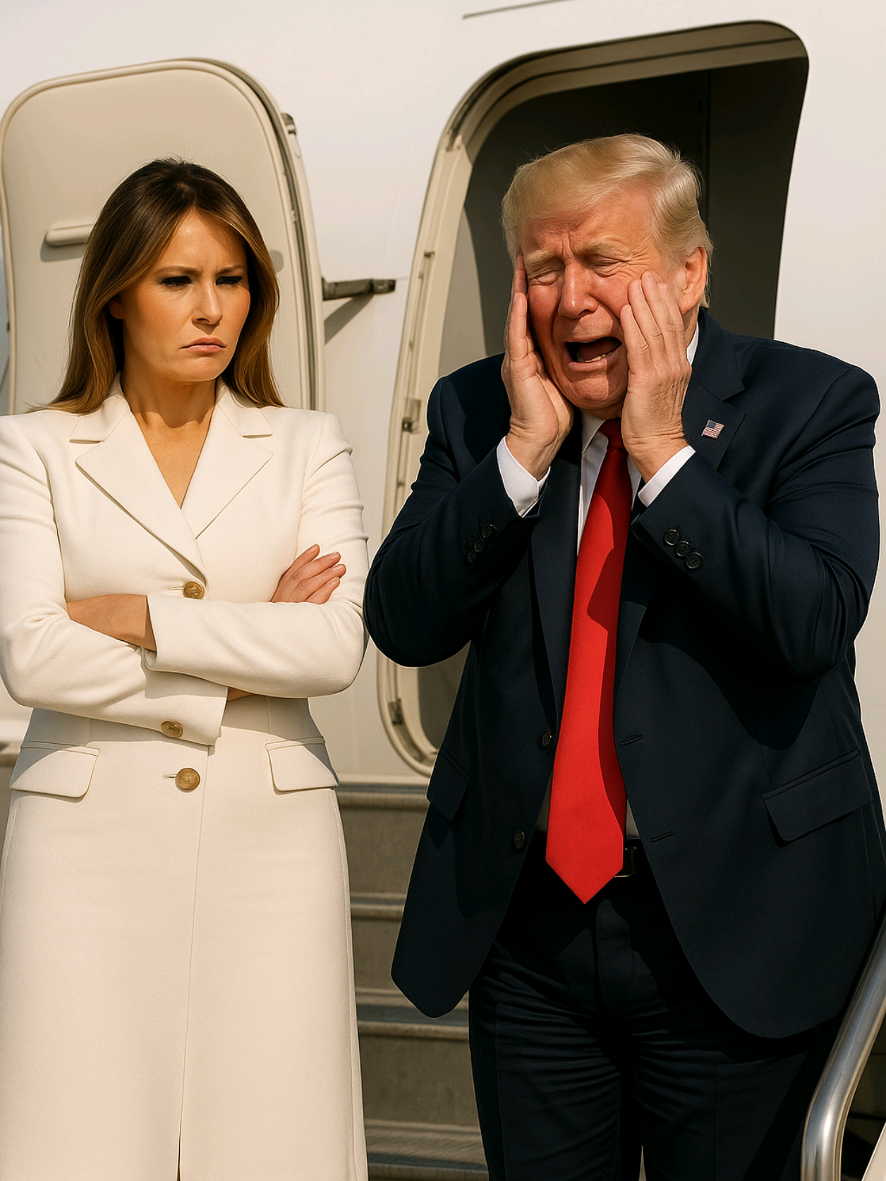 Trump gets Slapped by Melania While Macron Laughs! Brigitte not Happy! #trump #macron #brigitte #melania 