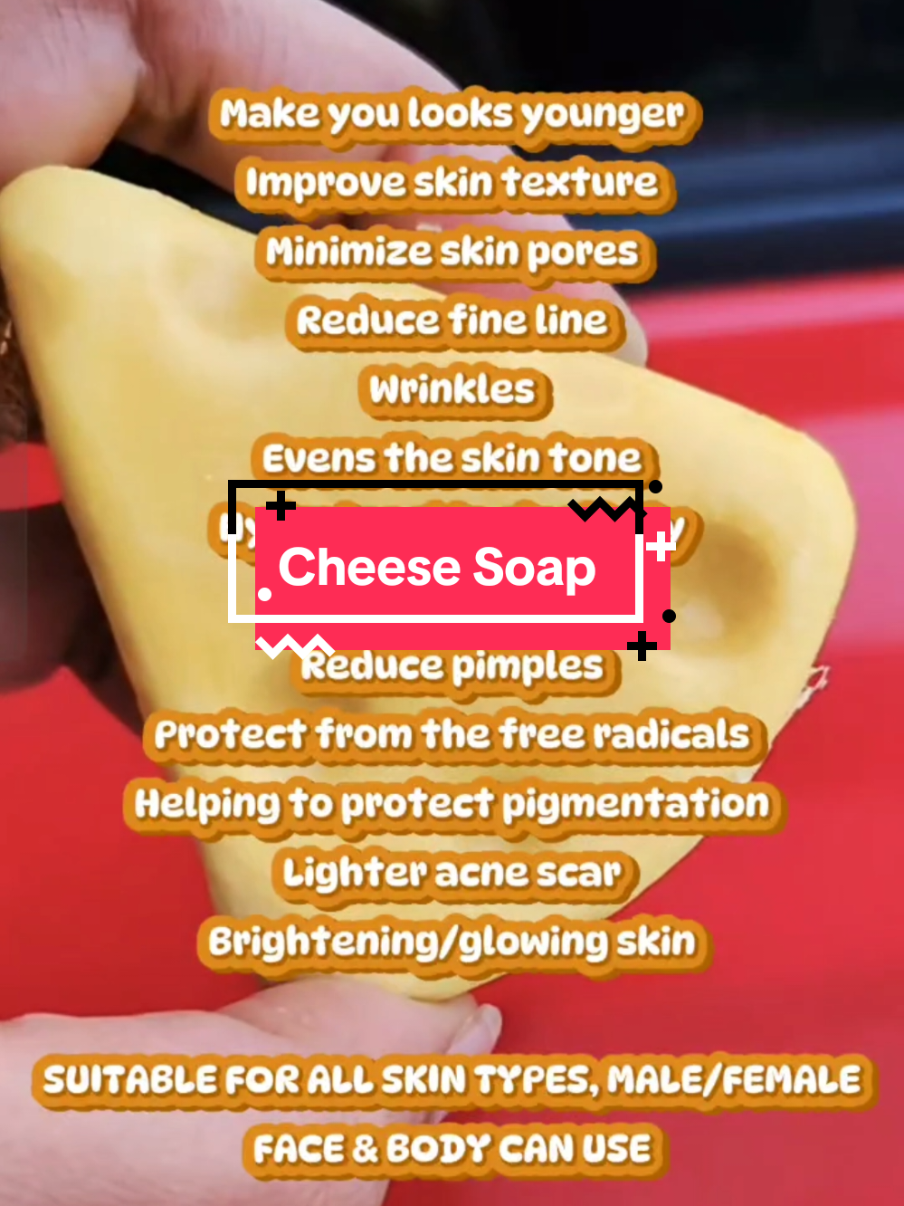 Make you looks younger Improve skin texture Minimize skin pores Reduce fine line Wrinkles Evens the skin tone Hydrates skin elasticity Reduce dark spot Reduce pimples Protect from the free radicals Helping to protect pigmentation Lighter acne scar Brightening/glowing skin SUITABLE FOR ALL SKIN TYPES, MALE/FEMALE FACE & BODY CAN USE FACE & BODY CAN USE. #creatorsearchinsights  #brightening #trandingvideos  #acne #cheesesoapbyasahara  #pimple #viraltiktok  #sabunviral #asaharabeauty  #affiliatemarketing #fyp #fypage #onlineshopping #100k #views #CapCut 