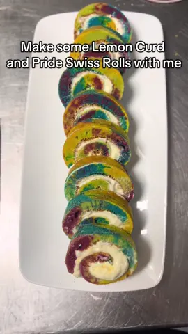 Make some Lemon curd and Pride Swiss rolls with me #baking #Pride #chef #swissroll 