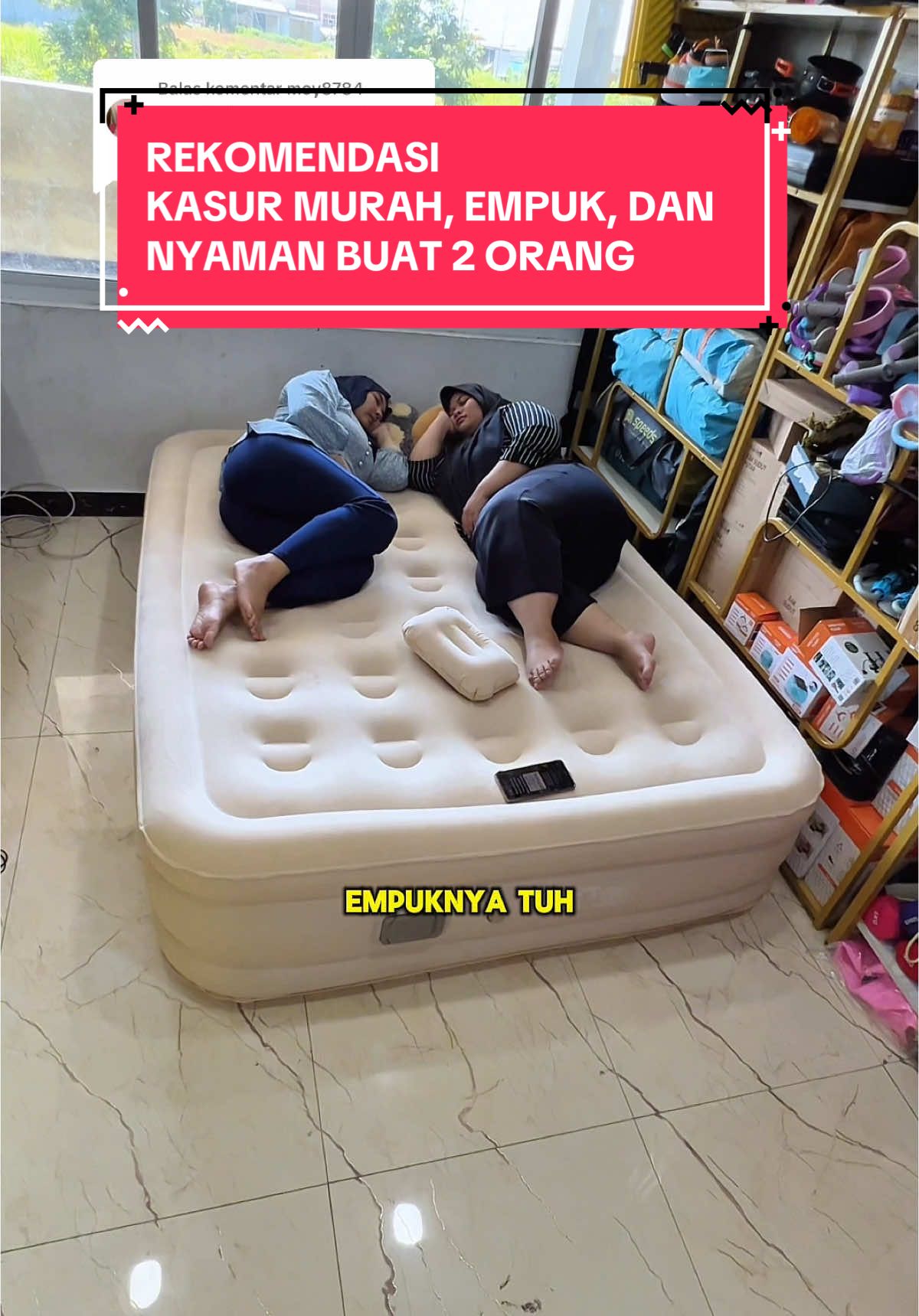 Membalas @moy8784 Rekomendasi Kasur Murah, Empuk, dan Nyaman Buat 2 Orang.✨ Untuk Kapasitas 2 Orang, kalian bisa ambil kasur pompa otomatis ukuran L  (tebal 20cm) atau XXL (tebal 40cm) ya guys. Yuk buruan check out kasur angin pompa dari speeds di keranjang kuning! #kasurpompa #kasurpompaangin #kasurpompaportable #kasurangin #kasurtidur #tempattidur #kasur #kasuranginpompa #kasuranginmurah #kasurmurah #kasurempuk #inflatablebed #rafiz 