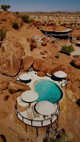 A secret pool surrounded by boulders… 🤯 📍 Onduli Ridge 🎥 #namibia #namibiatravel