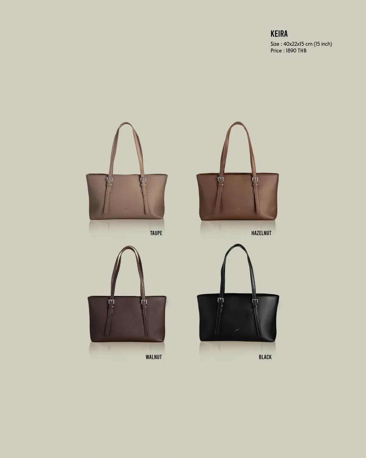 • ขนาด ปากกระเป๋า40 x สูง22 x ก้นกระเป๋า15 cm (15“) • ด้านในมีช่อง และช่องซิป • Structured Tote ทรงตั้งได้ • หูยาวสะพายไหล่เท่านั้น (ไม่มีหูสั้น) • สายปรับระดับได้ 5 ระดับเหมาะกับคนชอบสะพายอย่างเดียว (ปรับสั้นสุด)สายสะพายสูงจากปากกระเป๋า 17 cm (ปรับยาวสุด)สายสะพายสูงจากปากกระเป๋า 33 cm  • เปิด-ปิดด้วยซิป • จุได้พอเหมาะ: ใส่ iPad / MacBook 13” (แบบไม่มีเคสหรือเคสบาง)