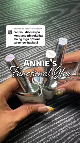 Replying to @it's riaaa^^ Ano nga ba ang pinagkaiba ng mga product na ito na functional glue from annies⁉️💅🏻 #functionalglue #anniesfunctionalglue #functiongel #nailtechsupplies #nailtechessentials #gluegel #basecoat #topcoat #bloominggel #buildergel #nailprep #nails #nailtech 