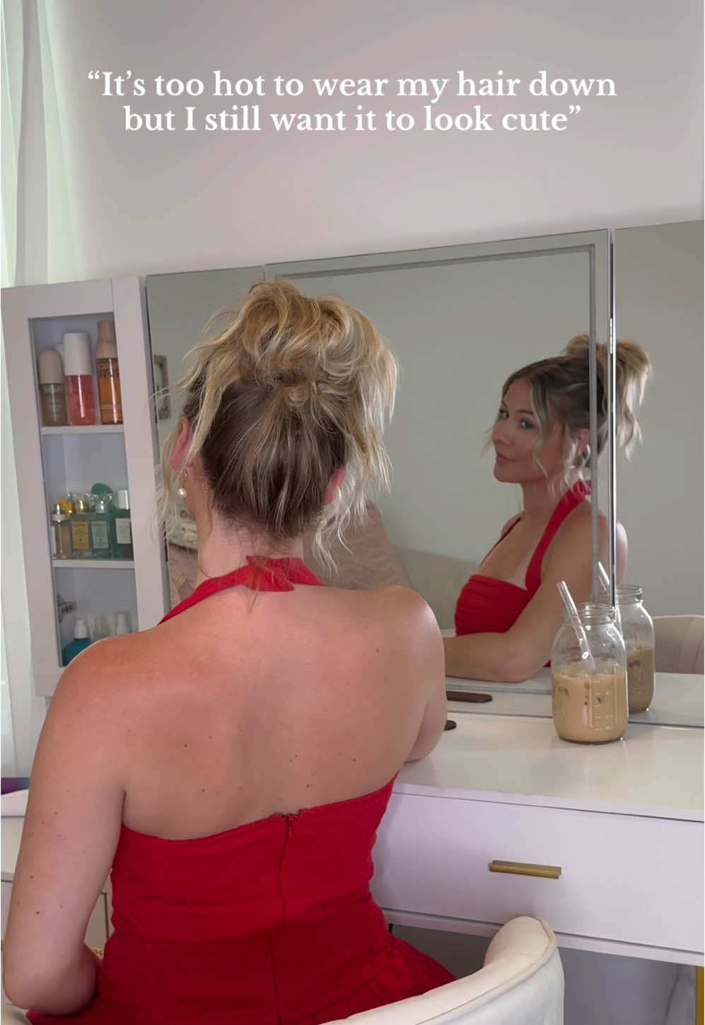 Love a good messy bun for the summer🍒 #easyhairstyles #messybun #buntutorial #viralhairstyle #shorthairstyles #finehairstyles #thinhairhacks #summerhairstyles 