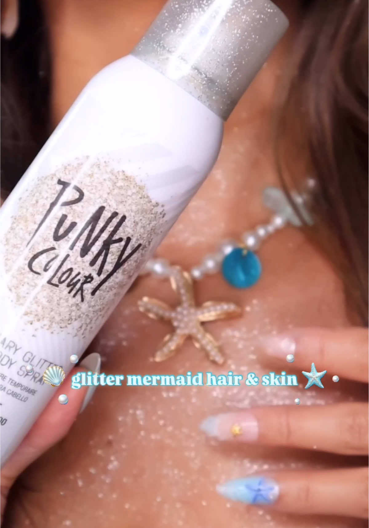 glistening like a mermaid all summer 🐬🩵🌊🐚 @punkyhaircolour glitter hair and skin is my literal addiction to any look! ✨ wearing shade “silver” 🔗 linked on my LTK in b!0 🫶🏼 #glitter #mermaid #punkyhair #punkyhaircolour #glitterhair #glitterspray #glitterskin #makeup #Summer #summermakeup #SummerBeauty #mermaidmakeup #girlyaesthetic #girlythings