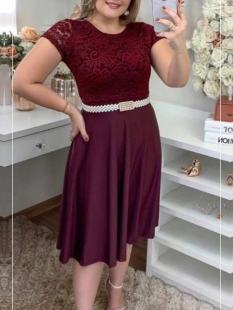 Vestido Feminino Midi Moda Evangelica Madrinha Festa Civil Gode Renda Manga Curta. Comenta EU QUERO que te envio o link.  #vestido #modacrista #modaevangelica #modagospel 