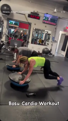 BOSU Cardio Workout Benefits A BOSU ball (both sides up) is a versatile tool that takes your cardio workouts to the next level by engaging more muscles and improving balance. Here are the top benefits of using a BOSU for cardio: ⸻ 💪 1. Full-Body Engagement Cardio moves like jumping jacks, high knees, or burpees on a BOSU force your core, legs, and stabilizing muscles to work harder. 🧠 2. Better Balance & Coordination The unstable surface trains your proprioception (body awareness), helping with everyday movement and sports performance. 🔥 3. Increased Calorie Burn Because you’re using more muscles to stabilize yourself, your heart rate spikes faster, burning more calories in less time. 🏋️ 4. Builds Core Strength Every BOSU move activates your core, improving your posture, strength, and even reducing injury risk. 💓 5. Low-Impact but High-Intensity The soft dome absorbs shock, making it gentler on your joints while still delivering a powerful cardiovascular challenge. ⚡ 6. Boosts Athletic Performance #Fitness #strong #fit #gym #bosuballworkout #goodvibes #arizona #scottsdale #faith #latino #bodybuilding #business #blessed #Lifestyle #trainer #exercise #bootcamp #muscle #health #strength #personaltrainer #workout #fitfam #instagood #motivation #igers #fitmom #fitness_temple_scottsdale  #pt_of_fitness_temple 