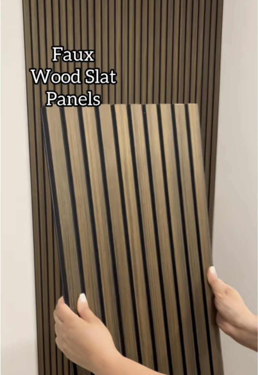 Can you believe these are peel and stick?! 😍 Lightweight, faux wood slat panels that are super easy to install and so affordable 🙌🏼🔥  Shop on my LTK ➡️ https://liketk.it/5ftWZ  Home  Home decor  Glamorouslyliving  Home diy  DIY home projects Home refresh #homedecor #DIY #diyproject 