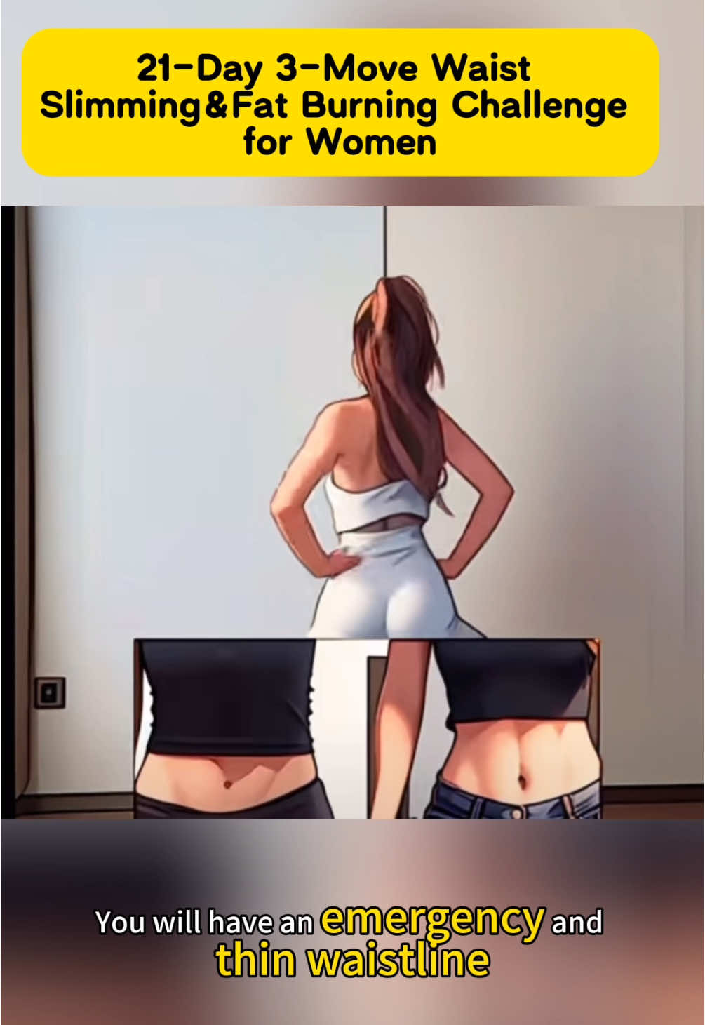 21-Day 3-Move Waist Slimming & Fat Burning Challenge for Women #shorts #Fitness #waistworkout #fatburn #challenge