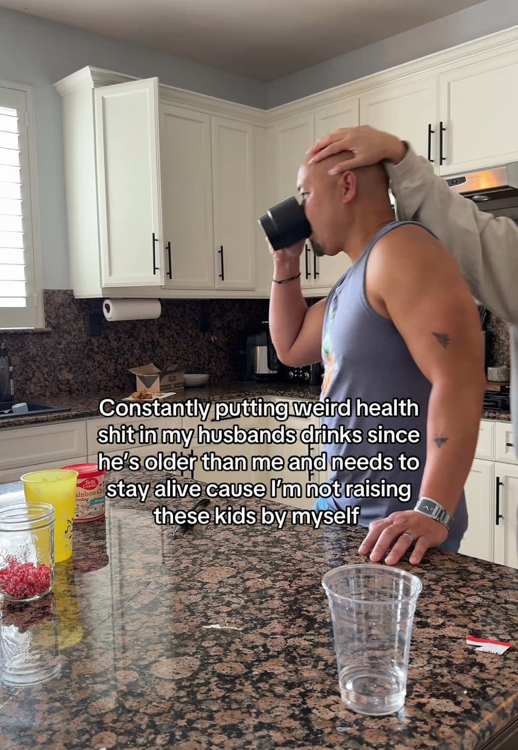 He has no idea what he’s consuming each day.. Alotta pills  🤣 #couplecomedy #marriage 