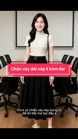 Chân váy dài xếp ly kèm đai ##chanvay##chanvaydaixeply