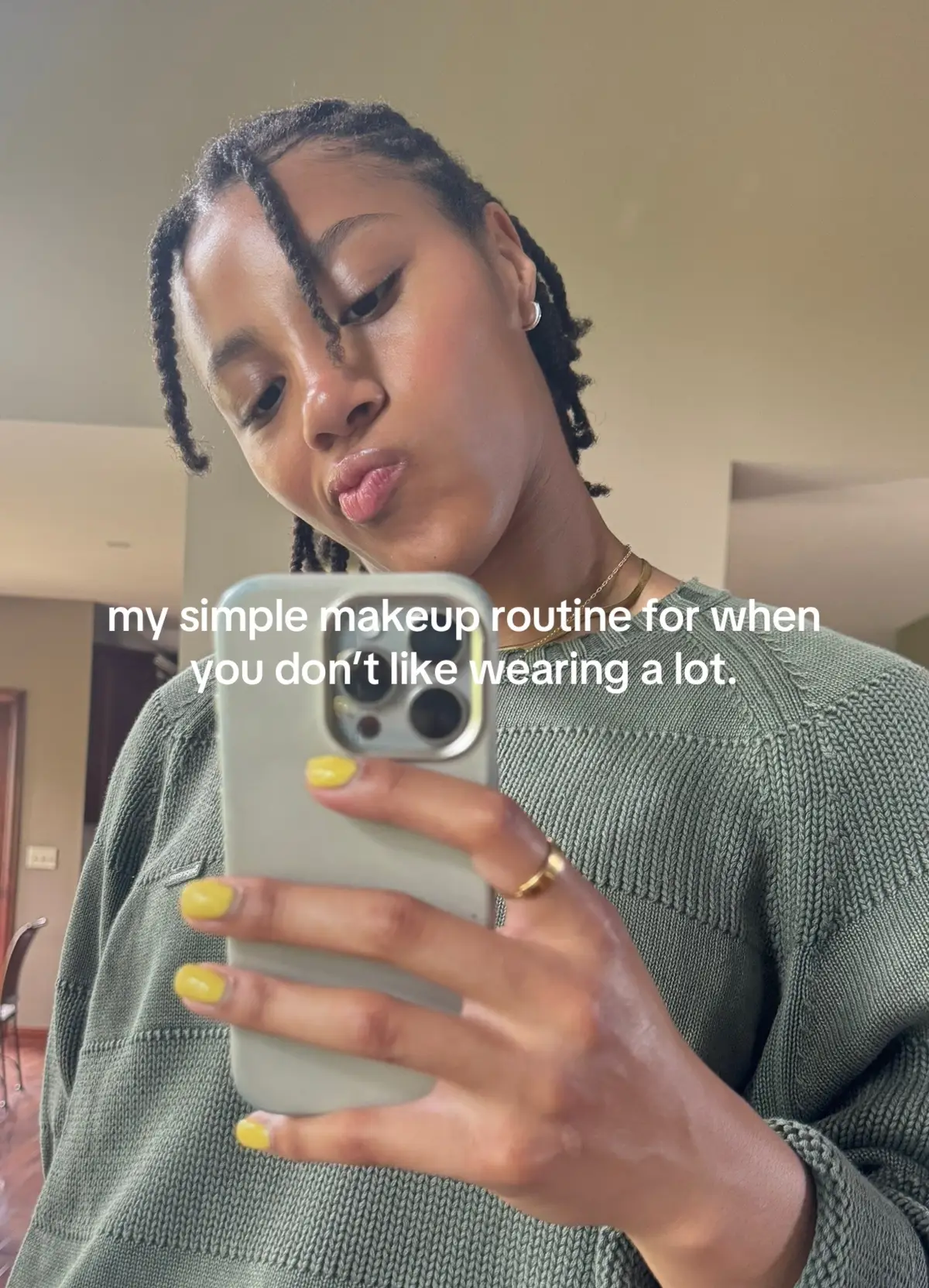 if I’m feeling extra fancy that day I’ll add my makeup by Mario bronzer. The absolute bare minimum is the @Summer Fridays sunscreen with the @MERIT Beauty blush, and a @EADEM lip. 