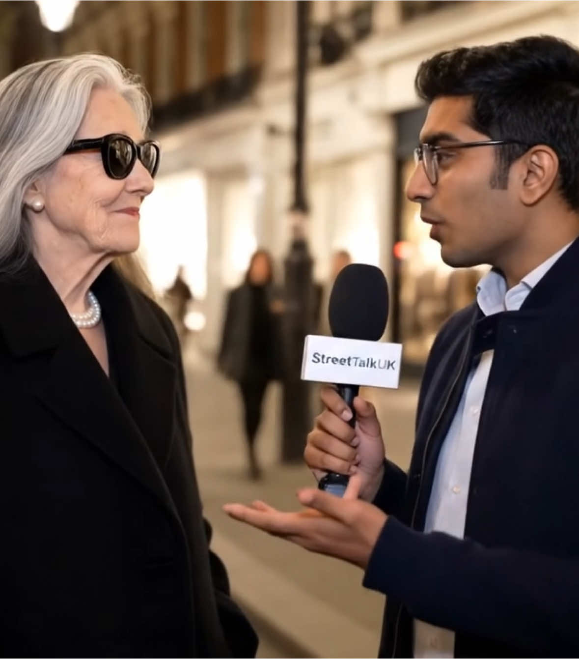 She dropped this in Mayfair at 10pm like it was nothing 💅🖤 #streettalkuk #datingadvice #viralgranny #girlbossenergy #ukinterview #replacenotrepair #grannywisdom #micdropmoment #londonvibes #aivideo 