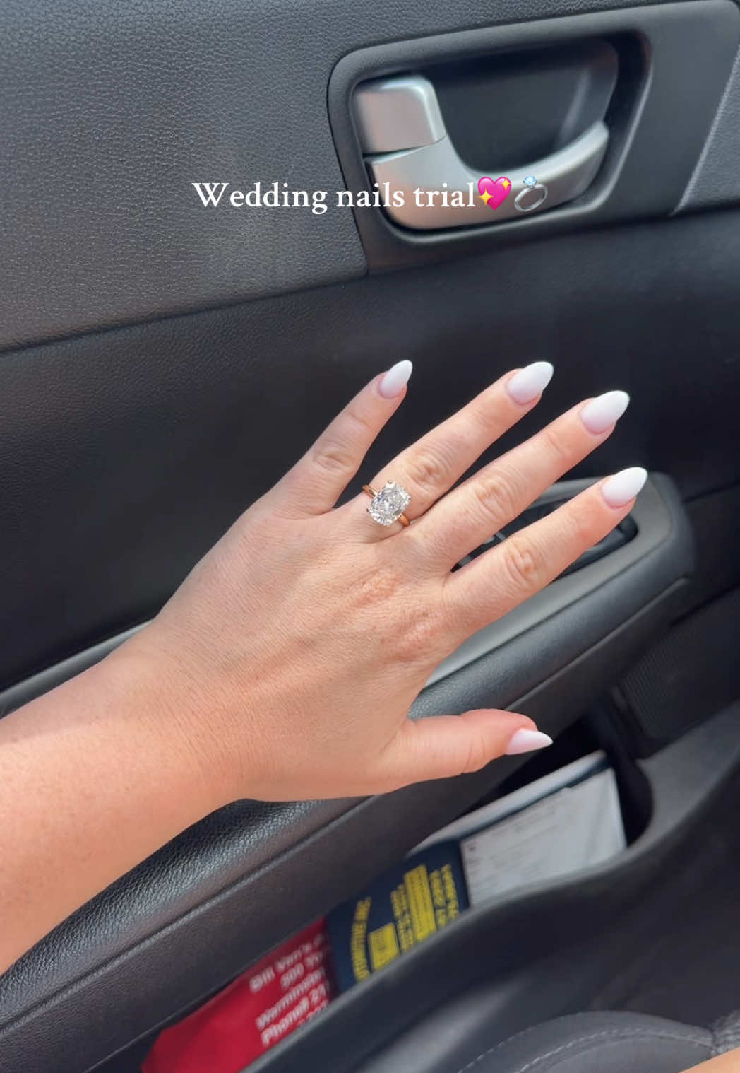 What do we think??? I have time for one more set before the wedding!!!🤩💖 #weddingnails #nailtok #nailtrends #weddingtiktok #bridetobe #bridesoftiktok #engaged #ringtok #elongatedcushion 