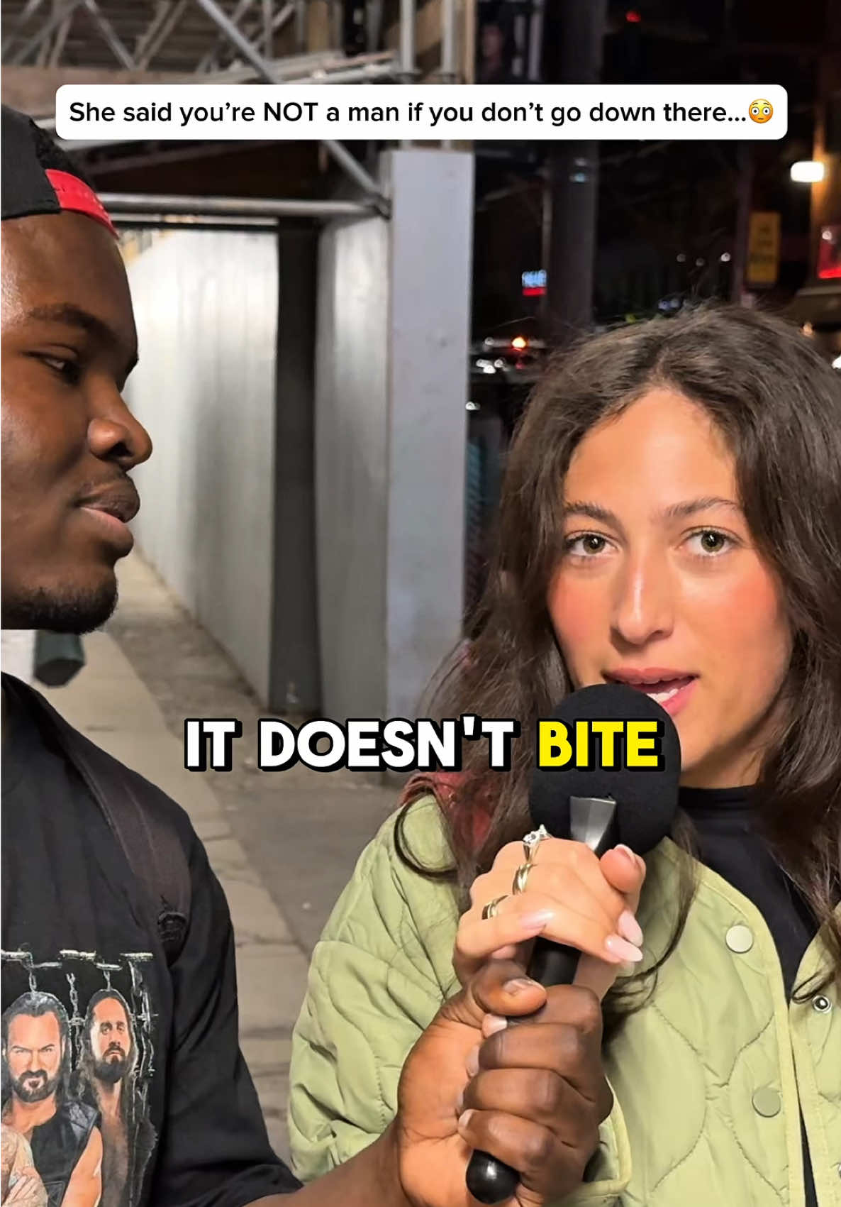 She said real men go down. No debate. - #funny #publicinterview #streetinterview #manonthestreet #toronto #foryou #viral #fyp 