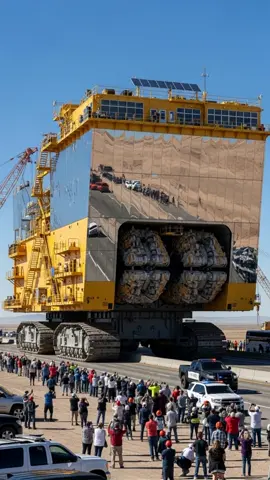 Camera moves naturally as if handheld, gently shaking while walking forward, swaying slightly up, down, left, and right. The truck and giant golden boulder remain fully stationary. Workers move with smooth, natural human motion—wa_37