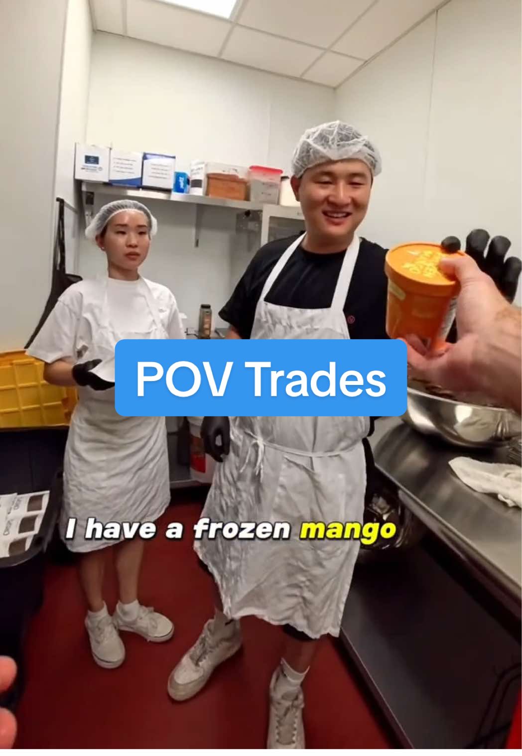 POV: I traded Still Life frozen mango for @Nom Snacks !! They were so kind I just randomly showed up while they were working for this!!  #vendortrades #povtrade #streetinterview #fypシ 