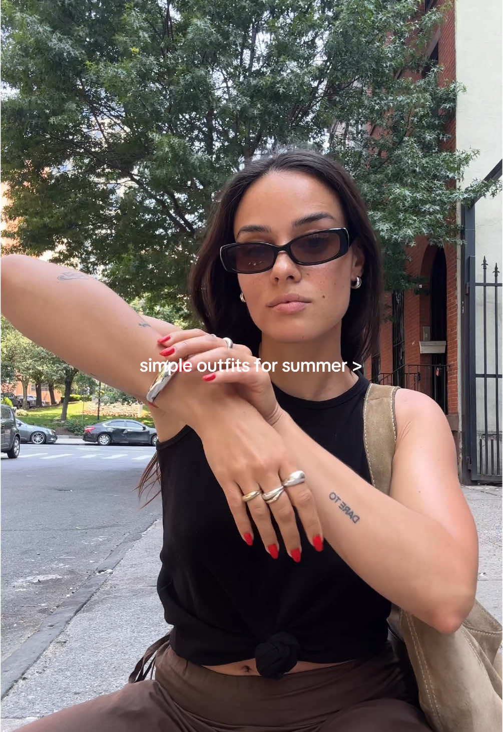 it’s too hot to wear anymore than a top, bottom, shoes, and accessories  #outfitinspo #outfitideas #summeroutfit #SummerFashion #fitcheck 