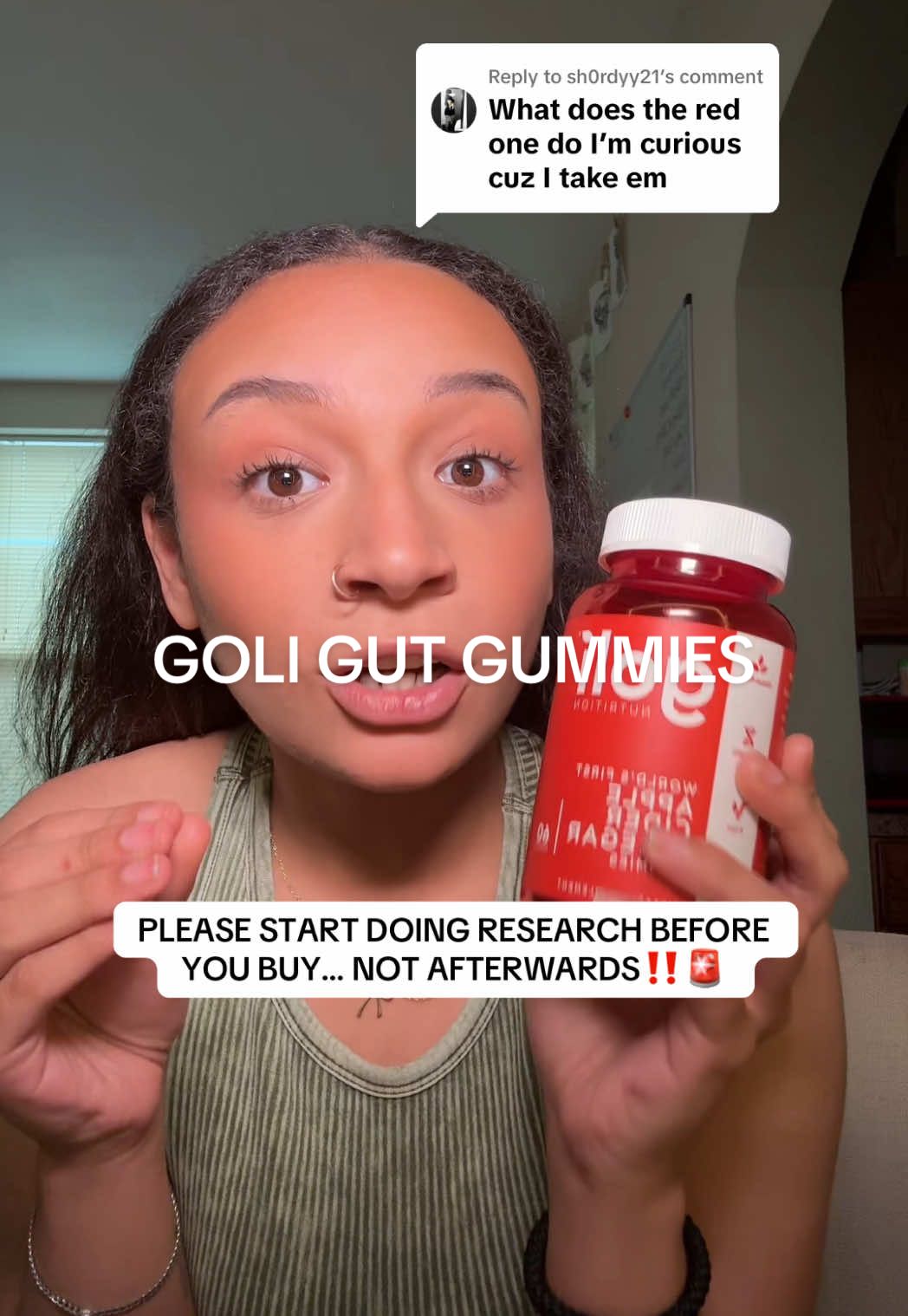 Replying to @sh0rdyy21 the red bottle are gut gummies!! ACV helps with gut health, bloating, digestion & more! 🍎🥰✨ #golinutrition #goli #gowithgoli #resultsmayvary #applecidervinegar #acv #tiktokshopsummerturnup #fypシ 