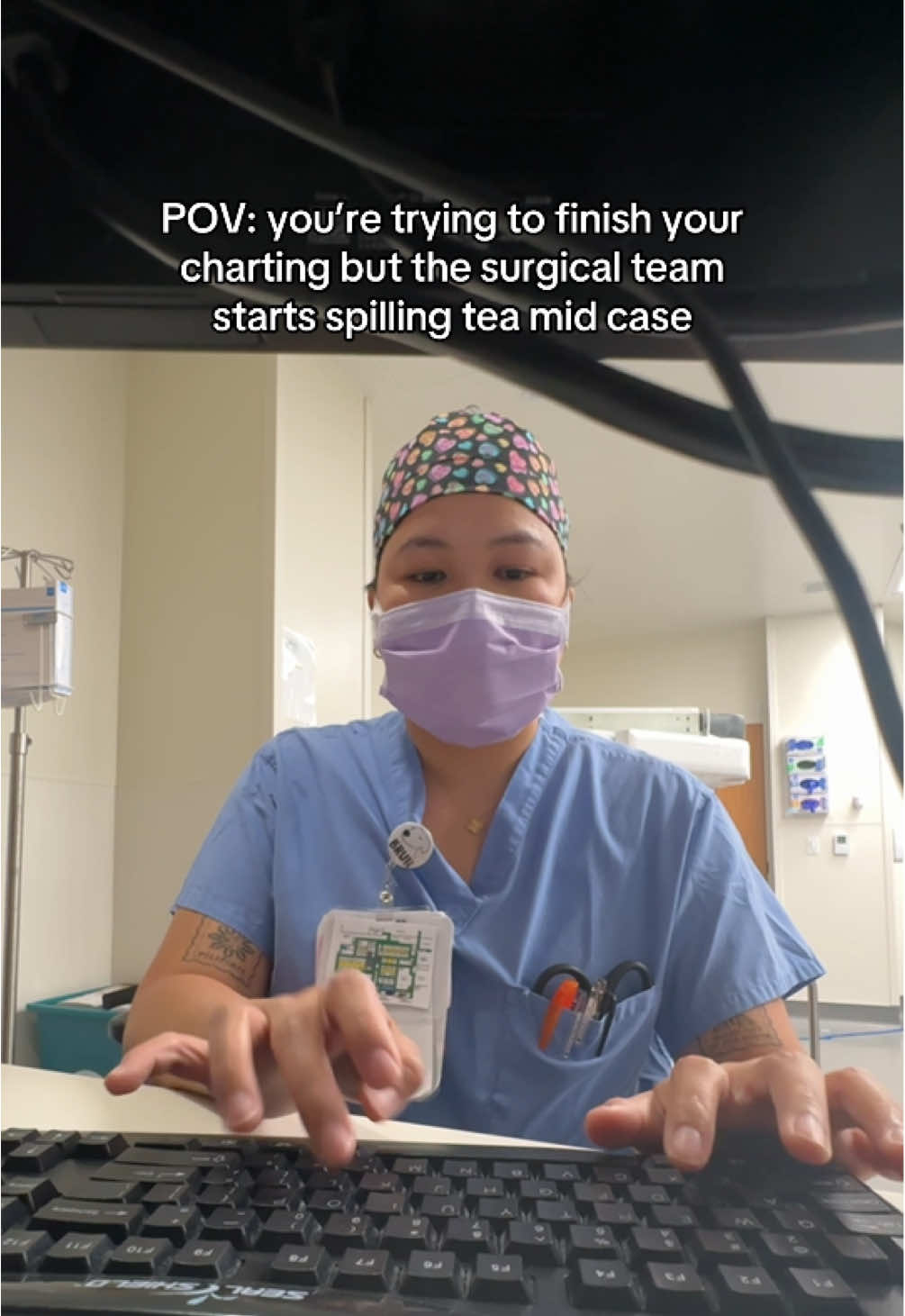 Dang hold up let me finish this real quick lol. I don’t want tea but the tea finds me. 🍵👀 #fyp #fypage #viral #nurselife #surgerytiktok #nursetok #nursesoftiktok #ornurse #nursehumor #🇵🇭🇺🇸 #operatingroomlife #creatorsearchinsights 