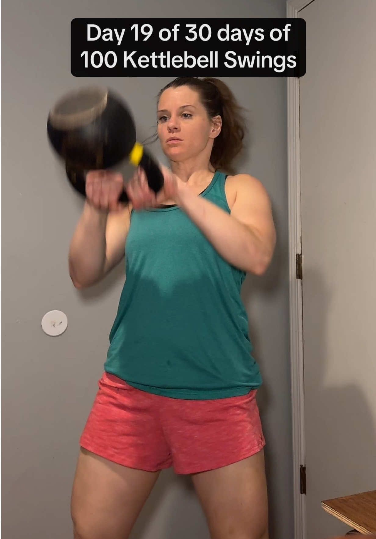 Back at it today with these 100 kettlebell swings—got these in after deadlifting 4x4 at 215 lbs and a 21 minute workout at the gym. #kettlebellswings #kbsswings #100kettlebellswings #100kettlebellswingschallenge #strengthtraining #40andfit #momfitness #TikTokCreatorSearchInsightsIncentive 