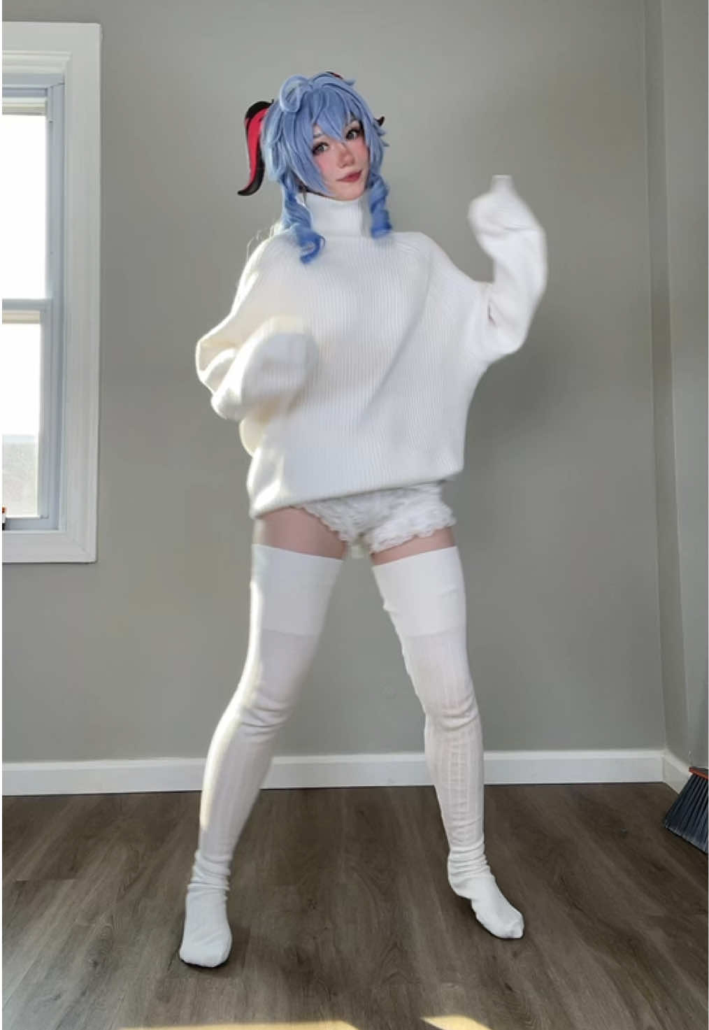 This is fun to do in socks lol #cosplay #GenshinImpact #genshinimpactcosplay #ganyu #ganyucosplay 