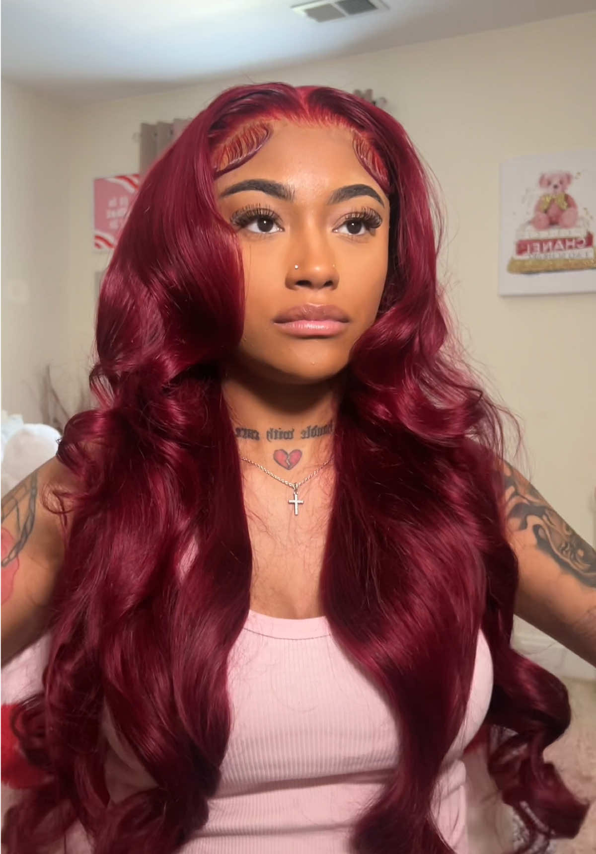 Obsessed with my 99J wig! The waves? chef's kiss😘 @Tahikie Hair Shop #fyp #wiginstall #bodywave #redhair #tahikiehair #wigstyling #hairstyling #tiktokmademebuyit 