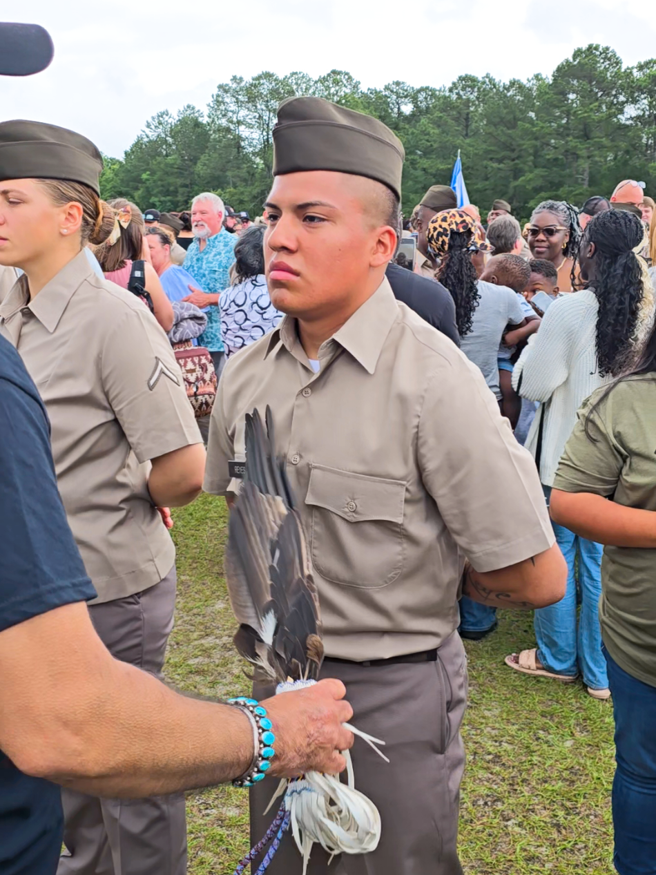 Properly blessing our new #ArmySoldier at his graduation #TapOutCeremony . It has been a blessing seeing my bestie's son Marcos grow into the strong, young man he is today. The young man who calls me auntie. 🥹🥰 We're so proud of him and his accomplishments. We know his grandpa (an Army Veteran), who walked on years ago, has been with him throughout his basic training and was also proud to see him graduate. He was blessed with his grandfather's #EagleFan . We were grateful to be there as a family to bless him with #sacredtobacco and see his mother tap him out. #native #nativetiktok #indigenous #IndigenousTikTok #Army #USarmy #ArmyStrong #Military #MilitaryFamily #militarytiktok #NativeSoldier #FortJackson #BasicTraining #BasicTrainingGraduation #basictrainingtapout #NavajoSoldier #SoldierBoy 